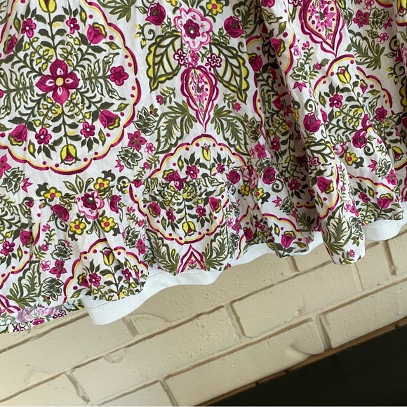 Torrid Ivory Floral Print Challis Ruffled 3/4 Sleeve Skater Dress Size 3 Boho - Picture 6 of 13